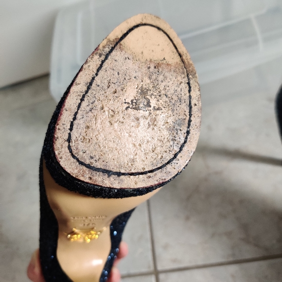 Charlotte Olympia blue sparkle platform pump Sz 37.5 - Picture 10 of 11